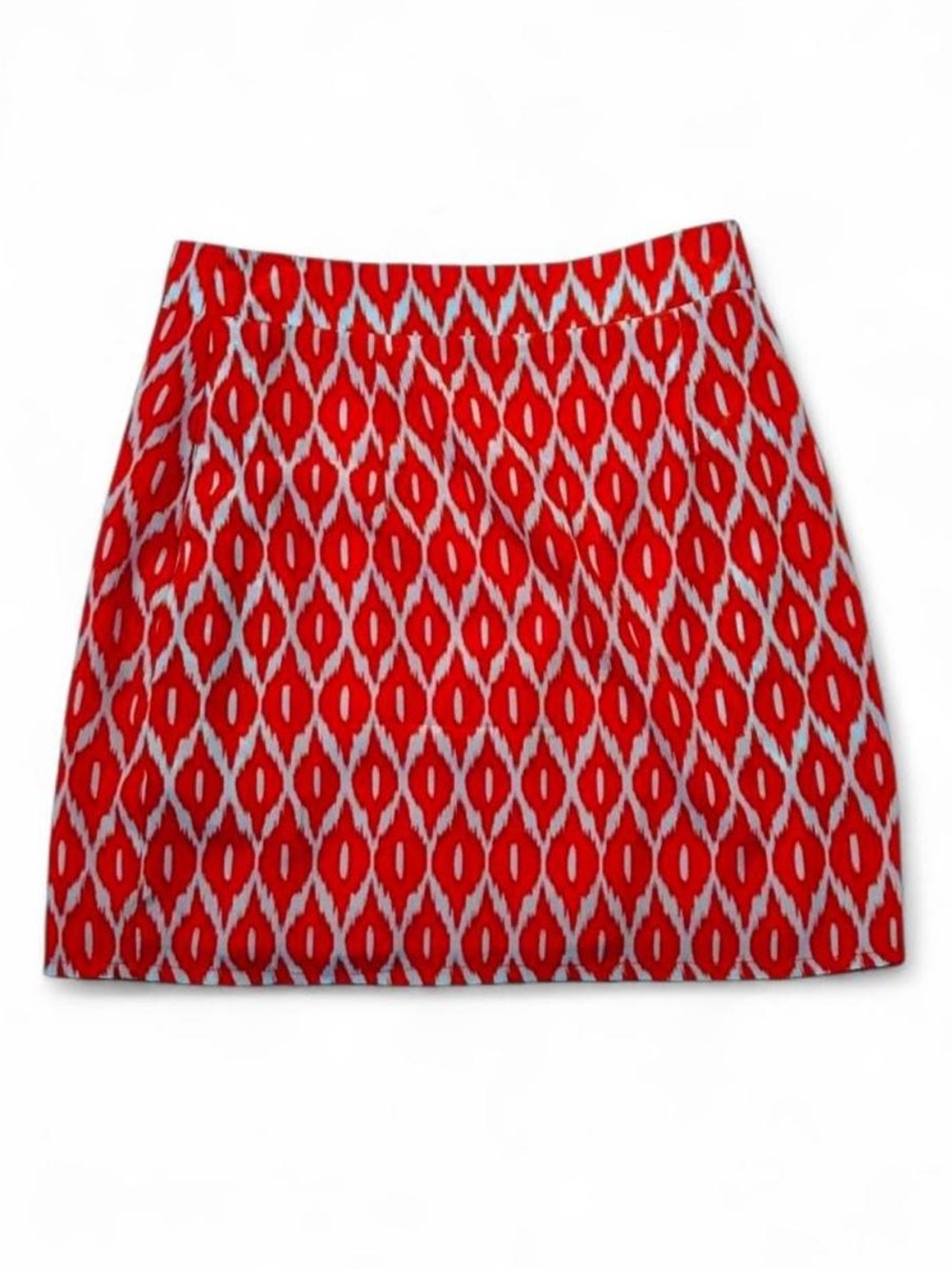 Annabella Orange and Grey Diamond Ikat Print Mini Skirt